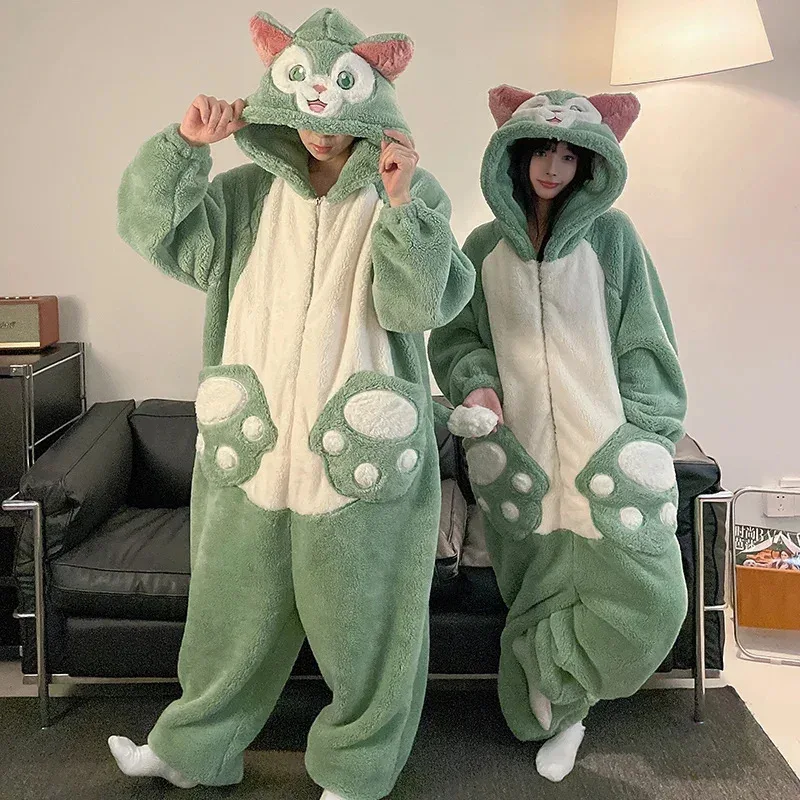 

Winter Kigurumis Bear Women’s Pajamas Jumpsuits Men Sleepwear Women Couples Thicken Hooded Cartoon Pyjamas Fleece Loose Soft