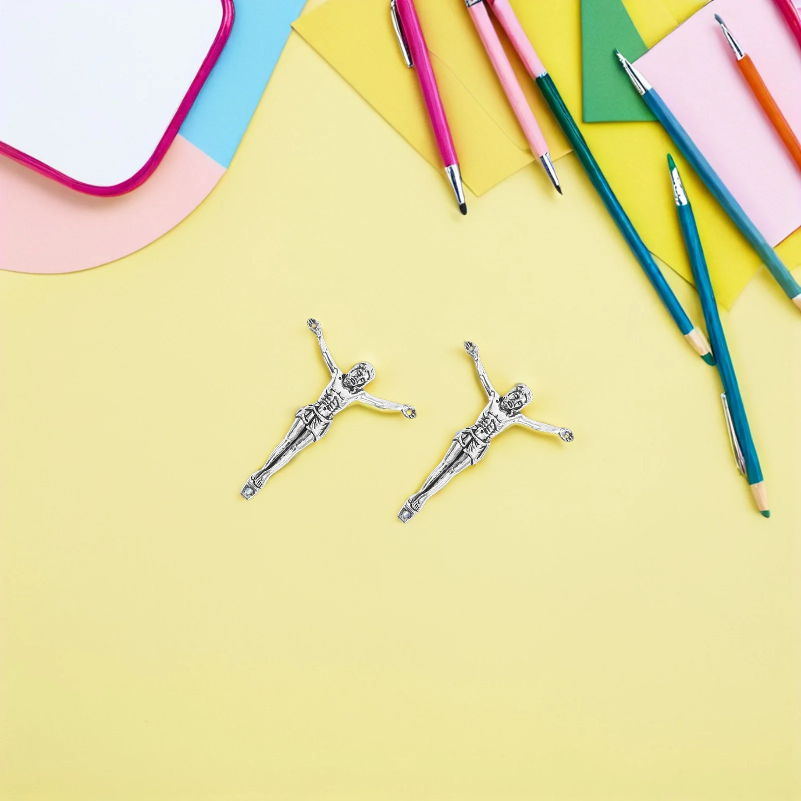 

3pcs Metal Jesus Corpus 2" Silver-Tone For Diy Cross Supplies Religious Wall Decor Craft Catholic Church Home Decoration