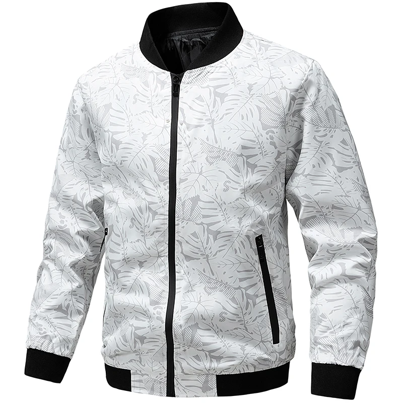 سترة رجالية كاجوال بقصة ضيقة، معطف منفوخ خفيف الوزن مطبوع، ملابس خارجية عصرية للارتداء اليومي، ملابس ربيع الخريف