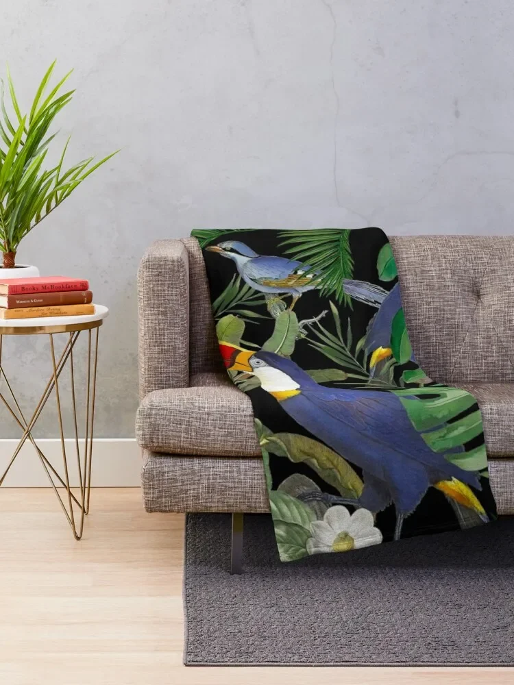 Tropical Jungle Toucans Throw Blanket Nap Personalized Gift Retros wednesday Blankets