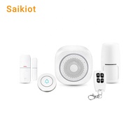 Saikiot Tuya Smart WIFI Door Alarm System Door PIR Sensor Wireless Smart Home Security System Door Alarm System Kit with Siren