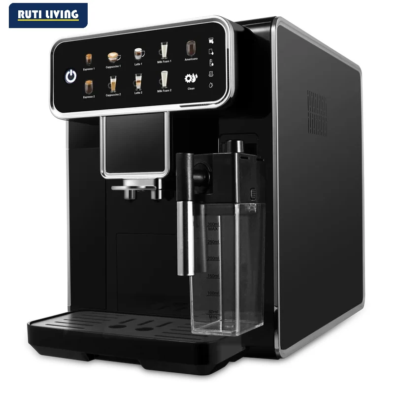 Fully Automatic Stainless Steel Espresso Coffee Maker Machine Household Touch Screen Control with Milk Tank for Hotels
