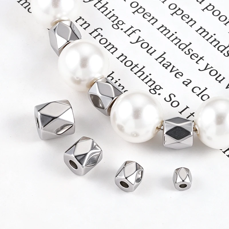 Stainless Steel Geometric Cut Barrel Beads Jewelry Making Findings for Handmade Beaded Craft Supplies
