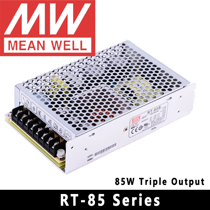 Original Mean Well RT-50/65/85/125 Series Meanwell AC/DC 5V/12V/15/V/24V Triple Output Switching Power Supply