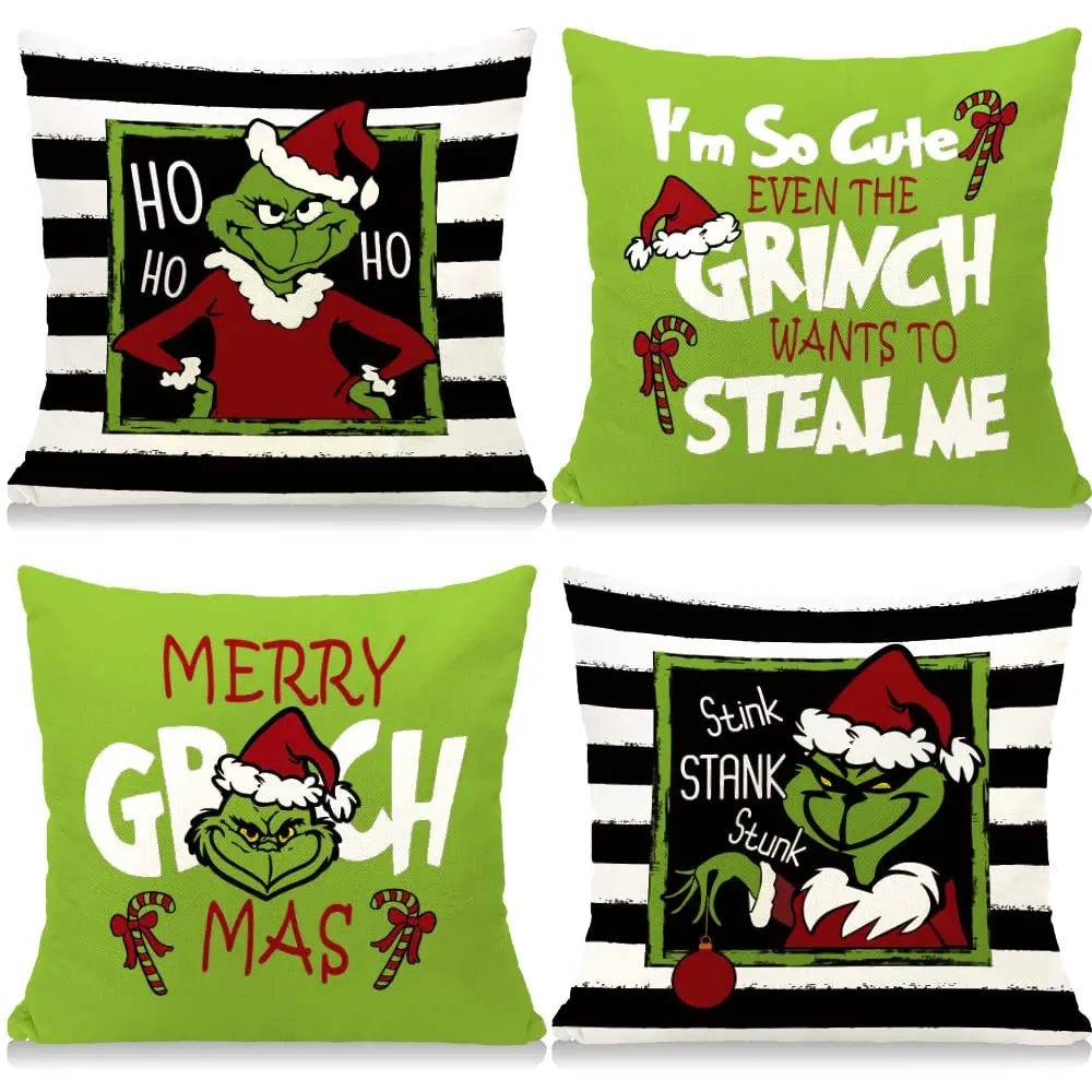 

Merry Christmas Throw Pillow Covers, Farmhouse Pillows, Home Decor, Set of 4, 18x18