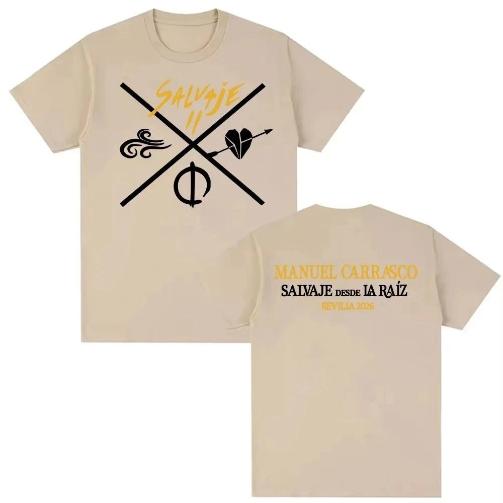 Camisetas de Moda Hip Hop Punk para Hombre y Mujer 2026, Camiseta de Algodón Oversize Y2K con Estampado de Manuel Carrasco Salvaje Desde Ia Raíz Sevilla