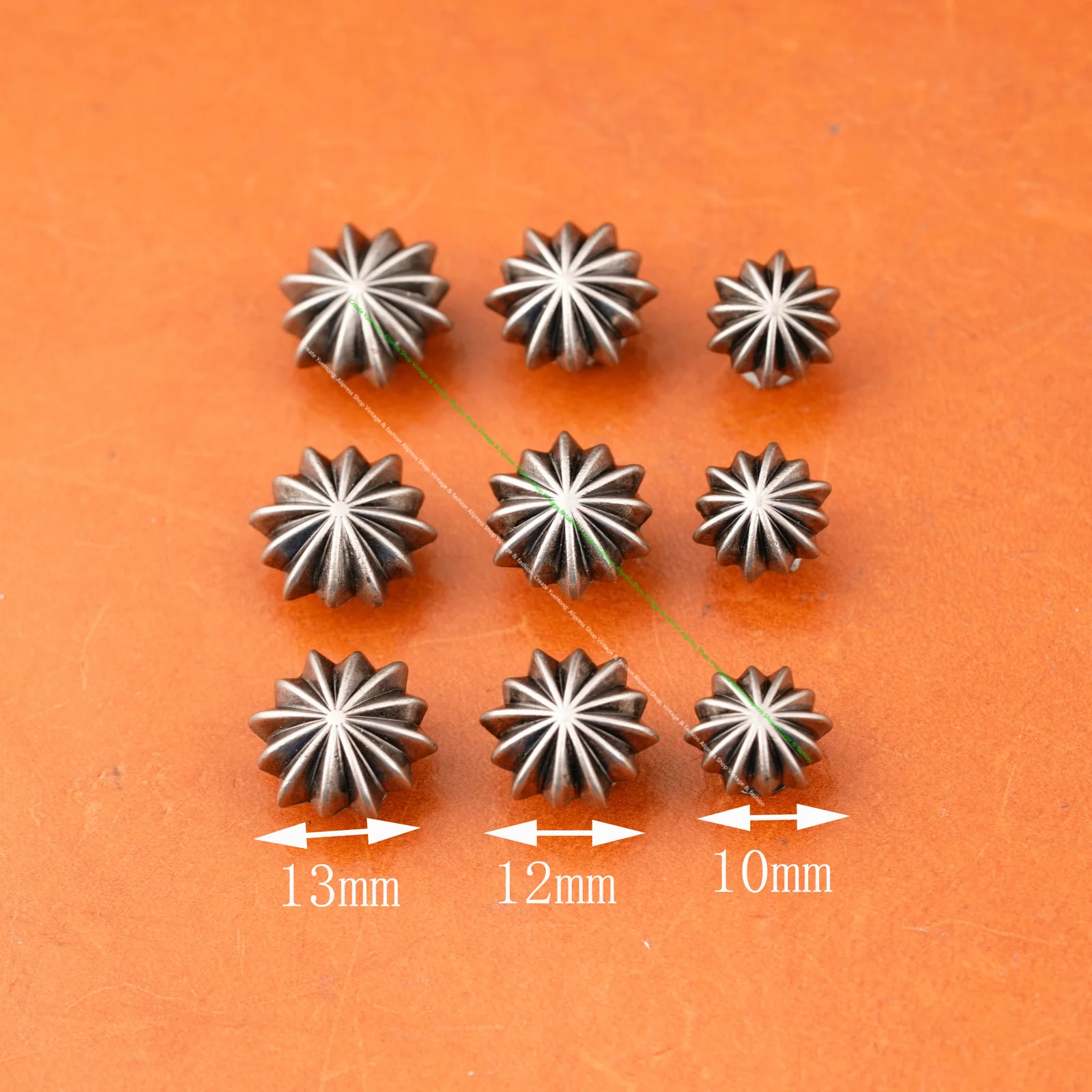 

10MM 30pcs Antique Silver Floral Pumpkin Rivets Button Snap Fasteners Leather Craft Bag Belt Jeans Decor Concho