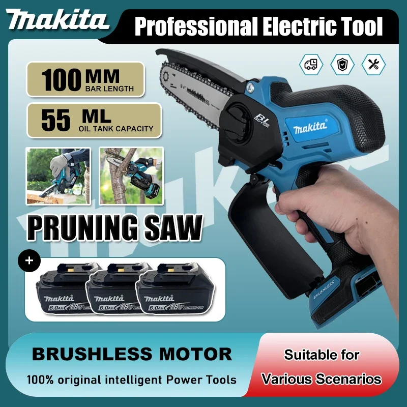 

Makita Electric Chain Saw Pruning Saw Brushless Cordless Power Tools for 18v Battery Mini Electric Saw Garden Power Tools