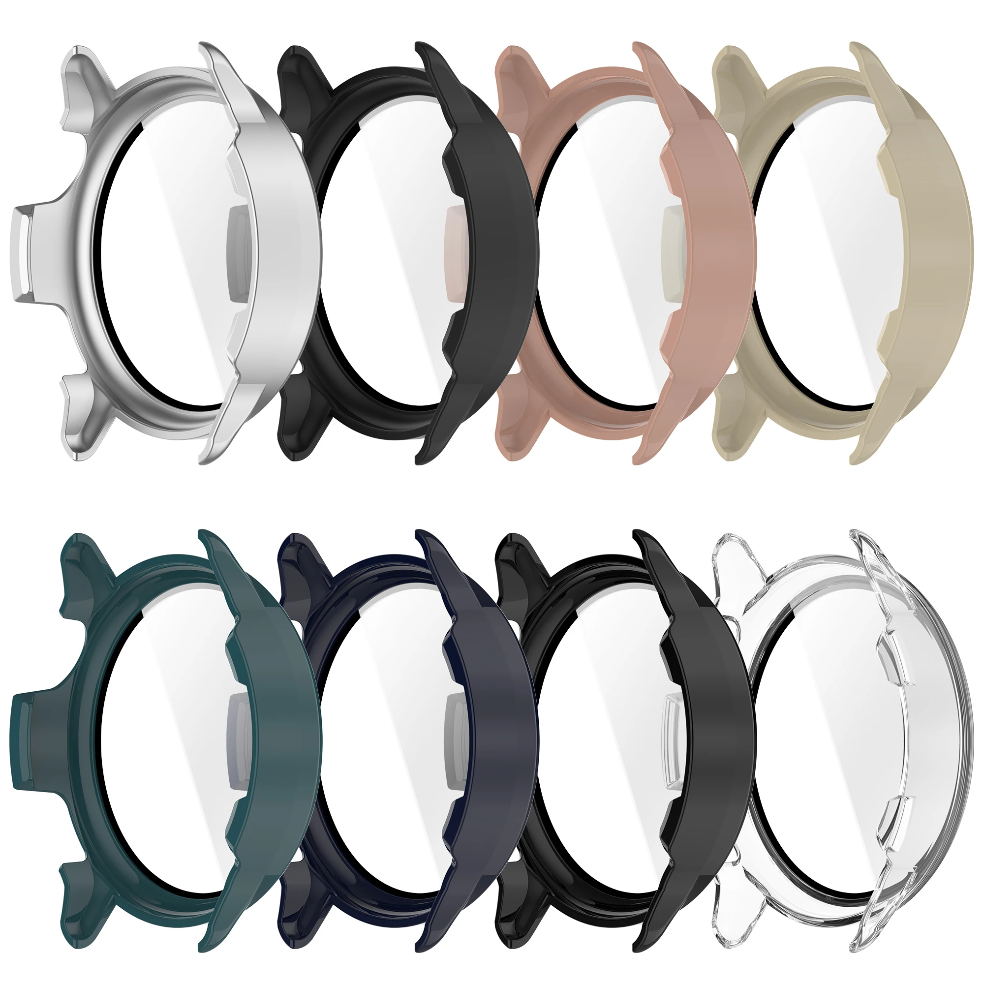 حافظة PC + زجاجية لهاتف Garmin Vivoactive 6/Vivoactive 5/GarminActive 5 واقي شاشة كامل غطاء إطاري