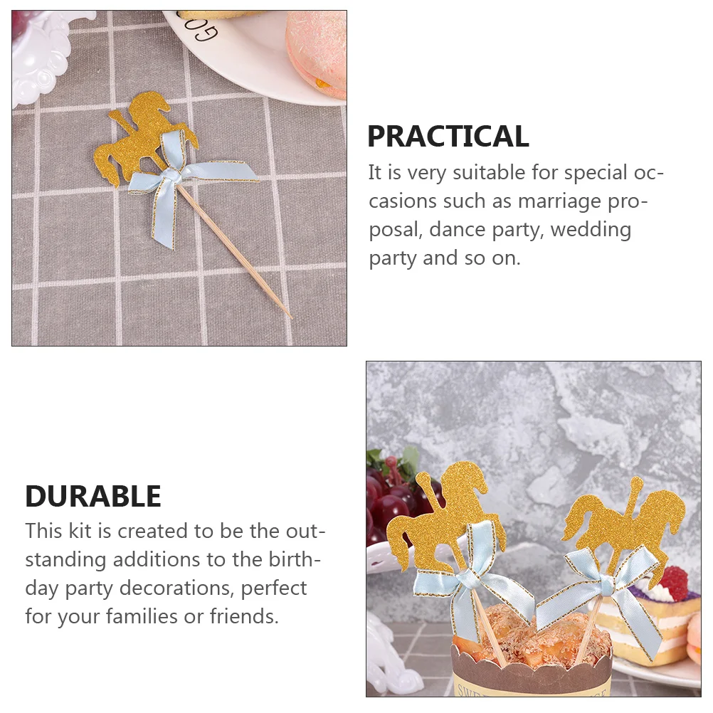 

40Pcs Carousel Horse Cake Toppers Creative Wedding Party Shower Cake Decoration Cupcake Topper Dessert Decor