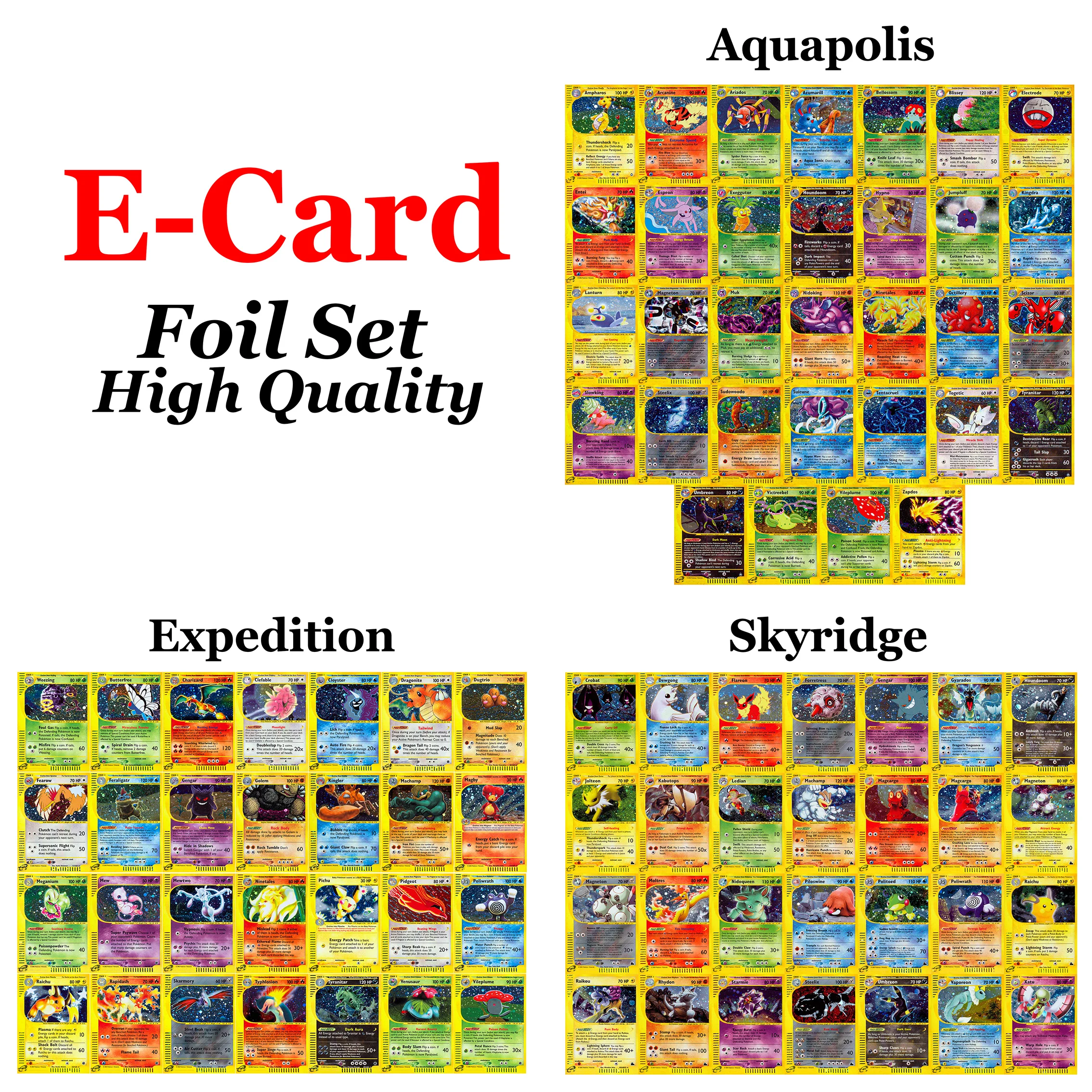 

PTCG E-Card Holo Set Card Aquapolis/Expedition/Skyridge GENGAR CHARIZARD Rare Near Mint NM TCG PKM Set Game Cards