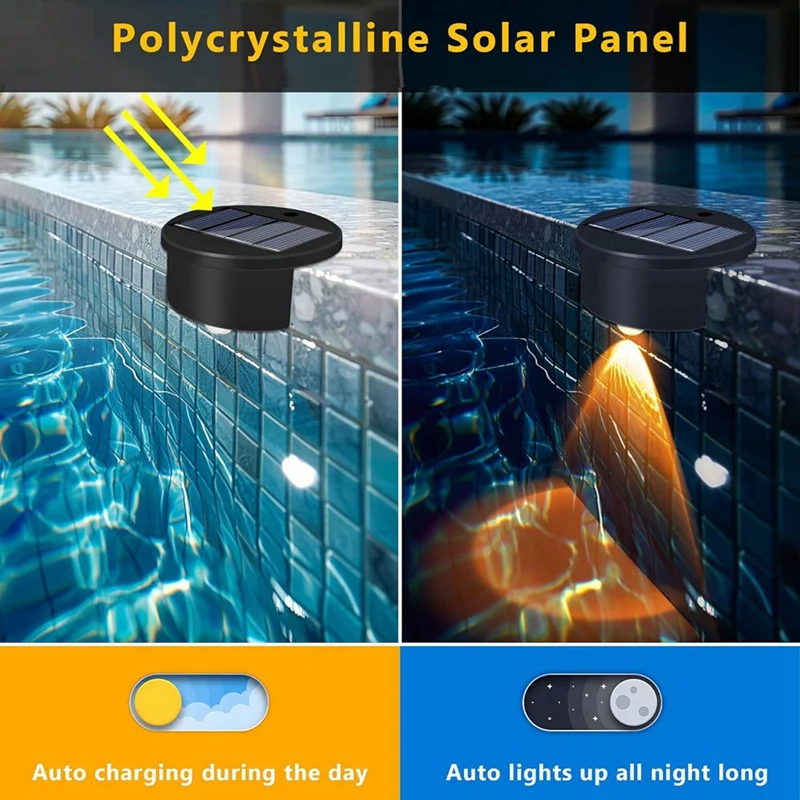 4Pack Solar Powered Swimming Pool Edge Lights For Inground Pools, Above Ground Waterproof Wireless Pool Decorations