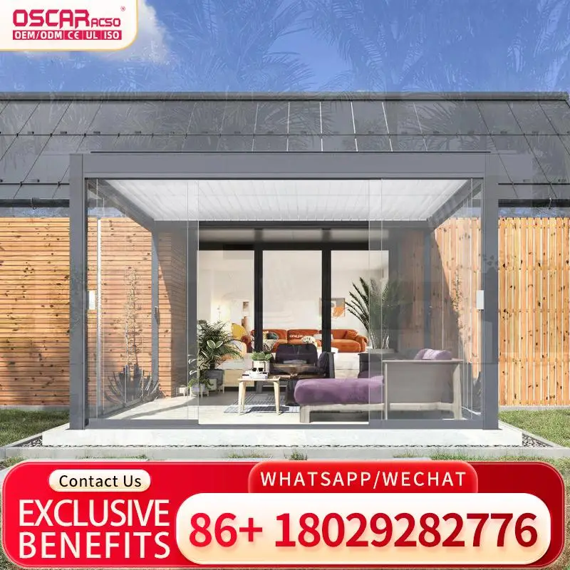 

Устойчивый моторизованный алюминиевый крыша с жалюзи 4x5, уличный павильон для садов, патио, беседки