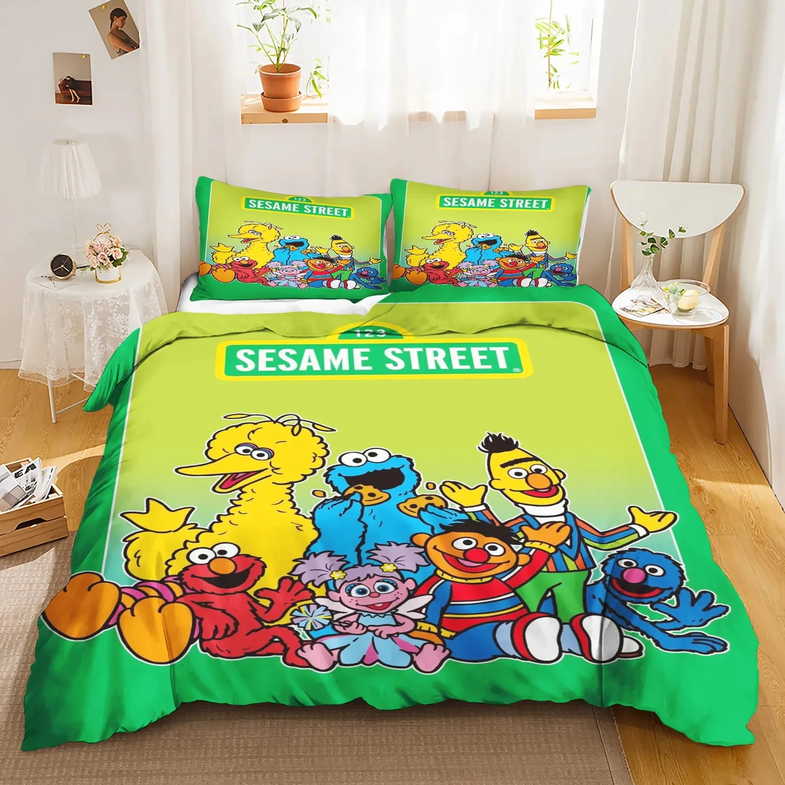 

Sesame Street Duvet Cover Set Comforter Bedding 3d Children'S Bedding Set 1 Quilt Cover King Size