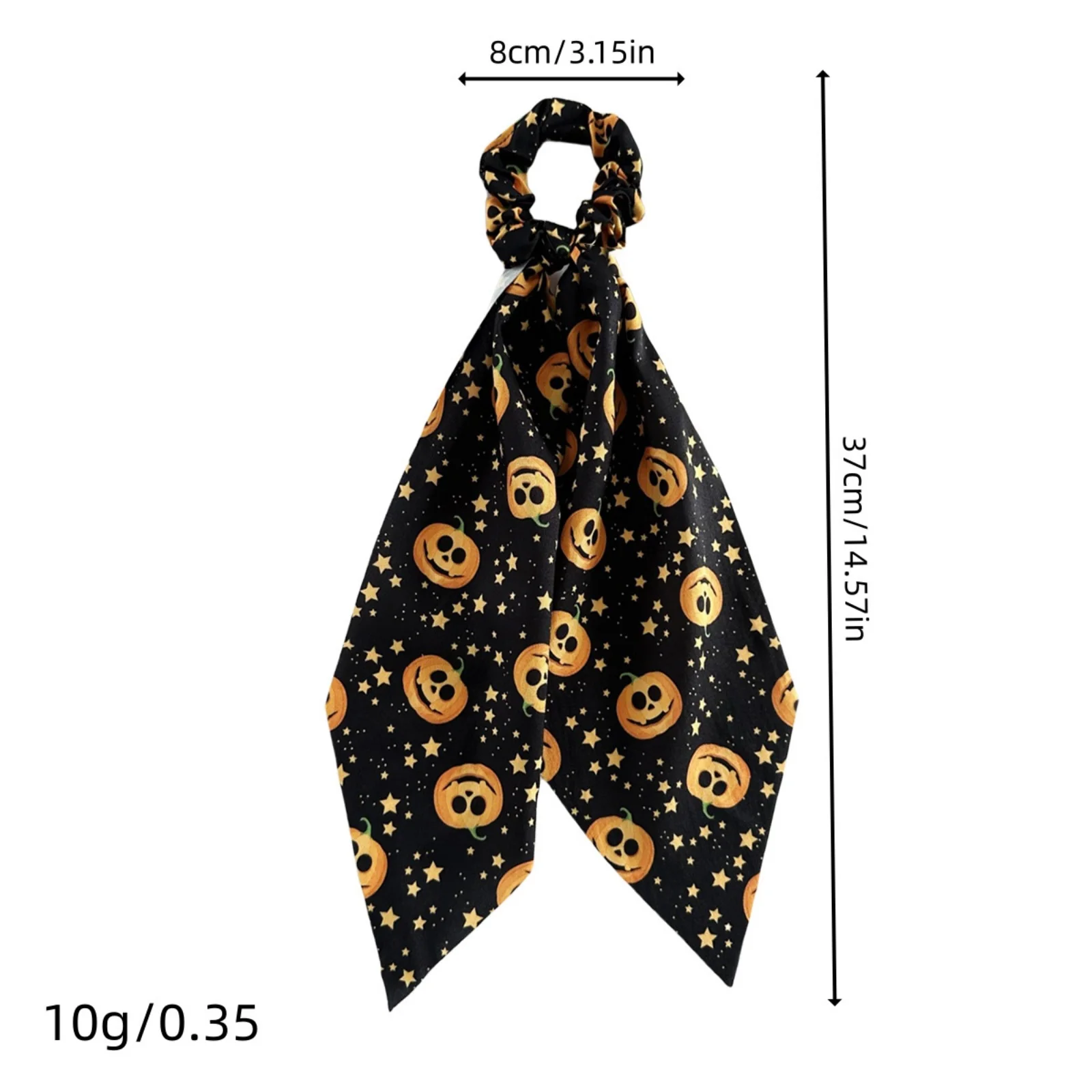 1PC Halloween Scrunchies Set, 3-Piece Pumpkin Ghost Bat Printed Hair Ties With Long Scarf, Cute Hair Accessories For Women Girls