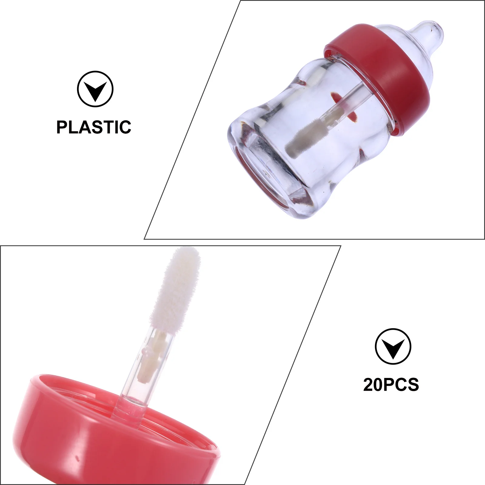 20Pcs DIY Lip Gloss Empty Tubes Baby Bottle Design Clear Lip Balm Containers Safe Lightweight Reusable for Custom Lipstick