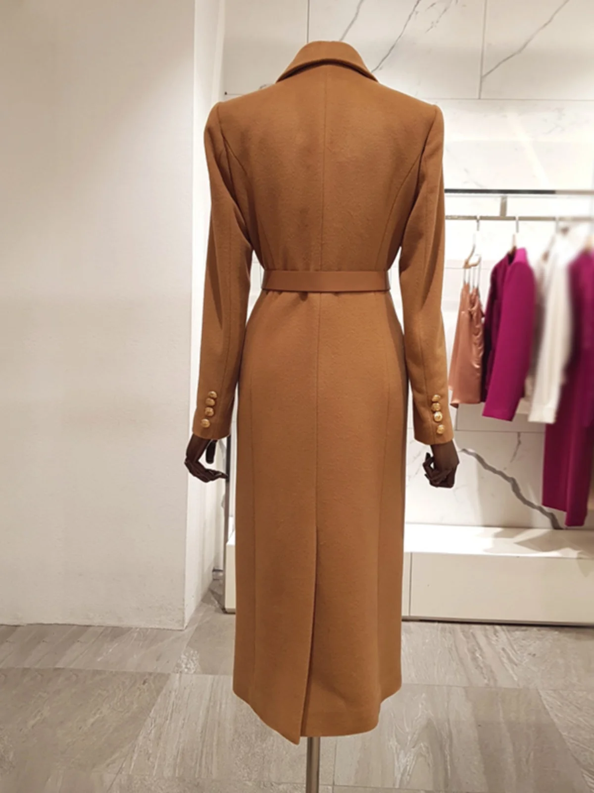 Herfst Winter Dames Op Maat Wollen Jas Slim Fit Knielange Double-Breasted Commuter Sle Faion Koreaanse Versie