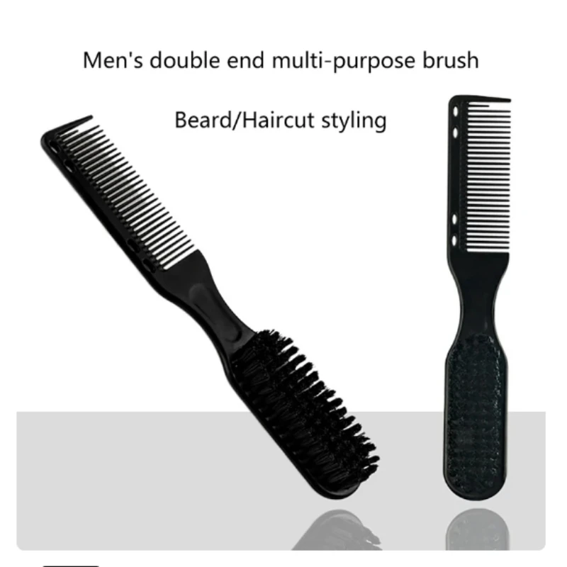 Men's Beard Plastic Handle Pig Mane Beard Cleaning Brush Hair Beautifying and Anti Static, Barber Hair Styling Comb Shaving Tool