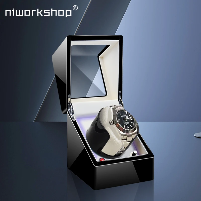 

Niworkshop Watch Winder,Piano Finish Watch Box with Quiet Motor,Led Light for Men's & Women's Watch,Battery or USB Power Supply