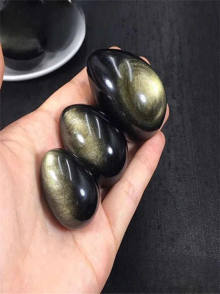 Natural Gold Obsidian Eggs