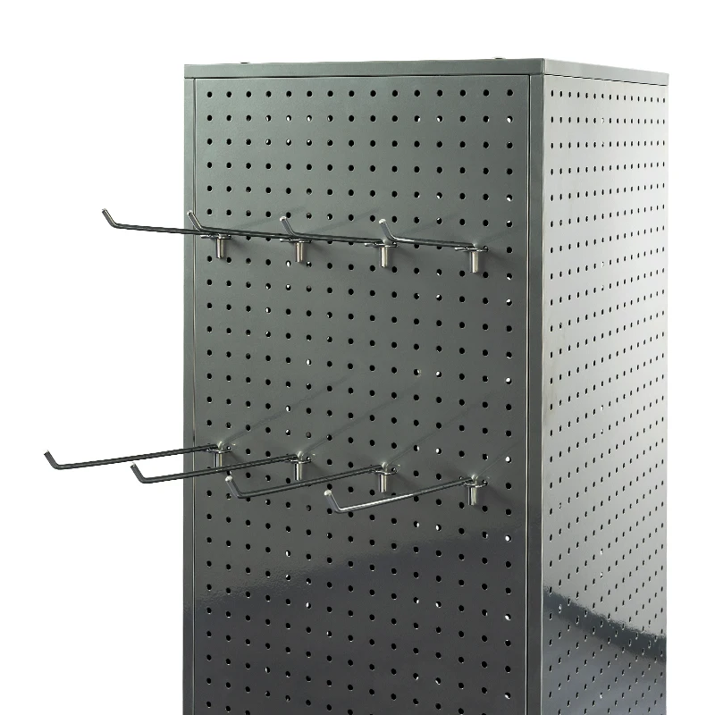 Pegboard 4-Sided Revolving Floor Display Revolving Jewelry Organizer Stand, Retail Display for Accessories