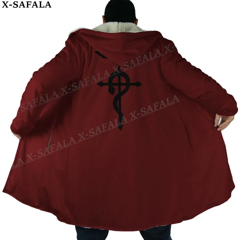 

Edward Elric Fullmetal Alchemist Overcoat Coat 3D Print Thick Warm Hooded Cloak Men Windproof Fleece Unisex Casual-1