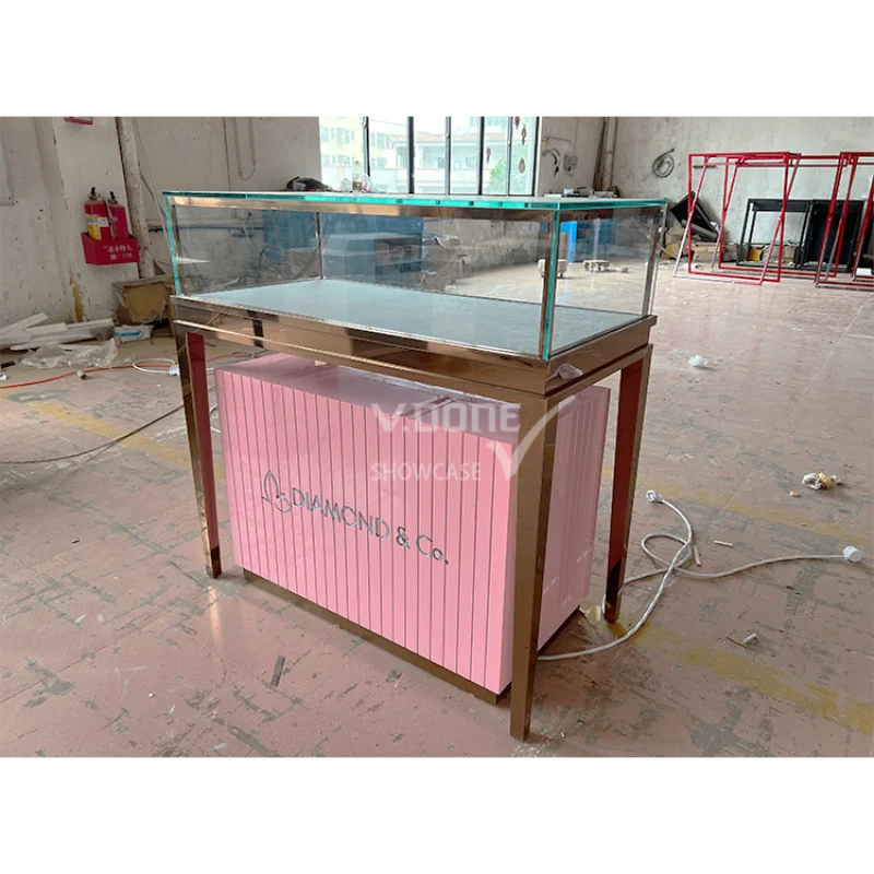 

Модная розовая 3D-витрина для ювелирных изделий и часов, простая мебель для демонстрации украшений, индивидуальный дизайн интерьера.