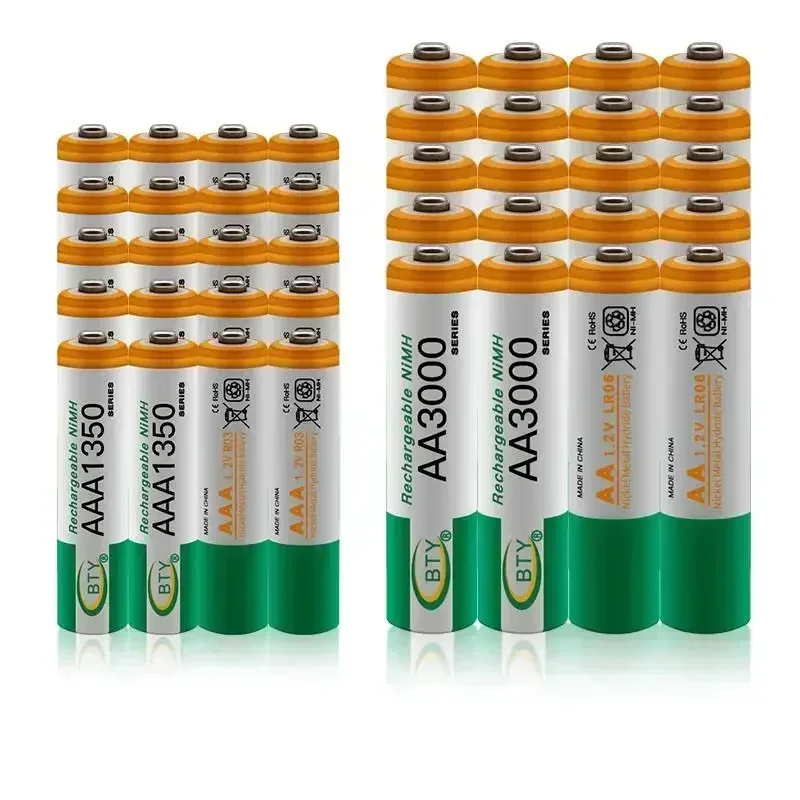 Rechargeable Battery 1.2V AA3000MAH+AAA1350MAH Nickel Hydrogen Battery Suitable for Computerclocksradiosvideogamesdigitalcameras