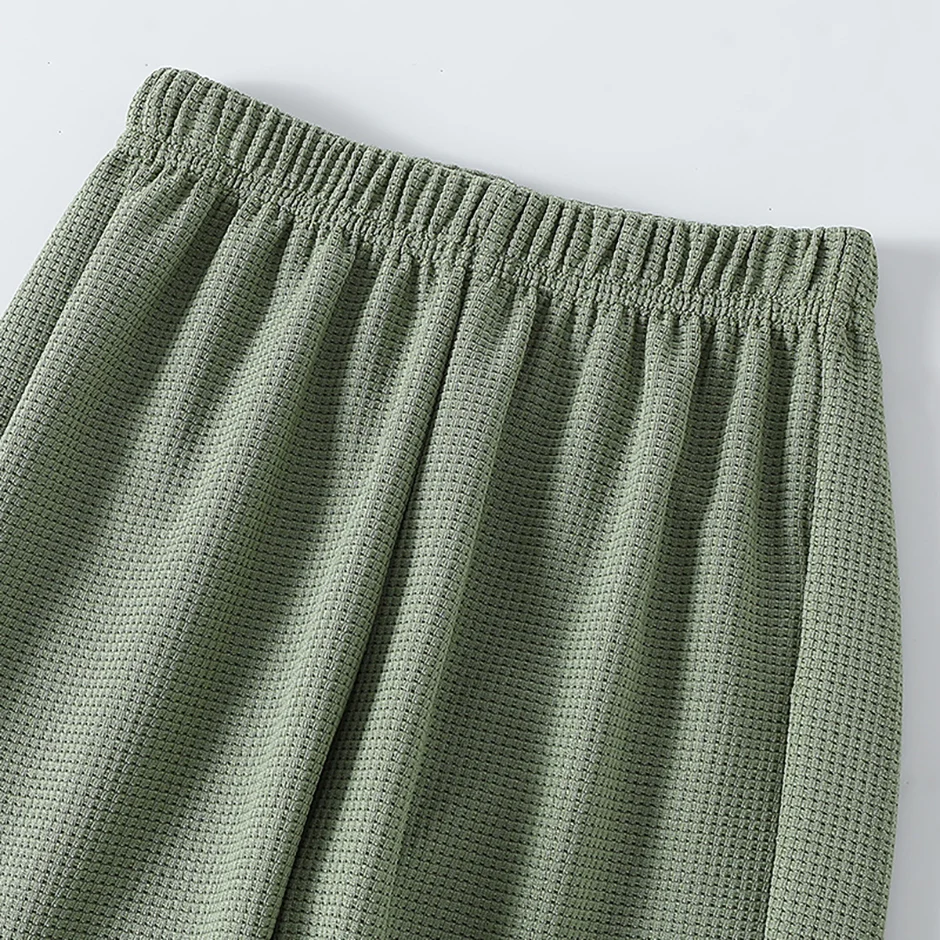 3-teilige Herbst-Kinderhose, einfarbig mit Seitenstreifen, mehrfarbig, modische Waffelstoffhose, lässig, für den täglichen Gebrauch, sportlich, bequem – Detail 8