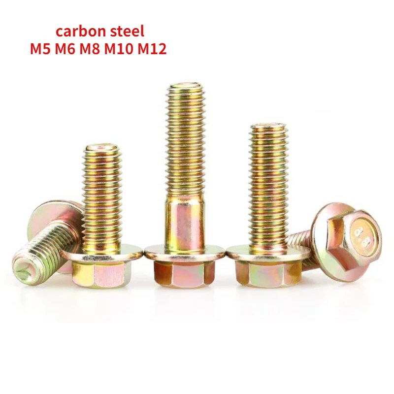 M5 M6 M8 M10 M12 8.8 Grade Color Zinc Outer Hexagonal Flange Head Bolt Hexagonal Screws GB5787 Thread Length 8mm-100mm