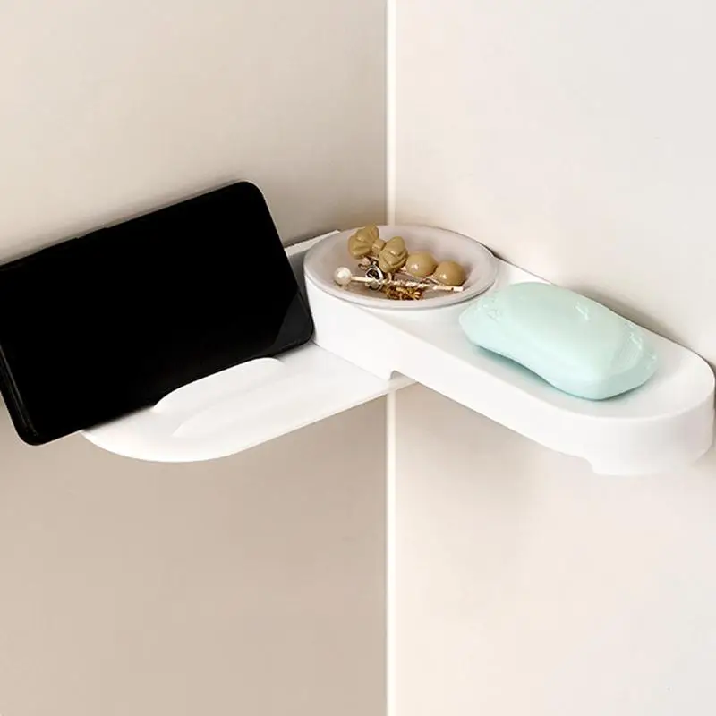Shape 1 pcs Rotatable for Bathroom,Kitchen with Suctions Multifunction Drain Soap Box Soap Dish Bar Soap Holder Sponge Rack