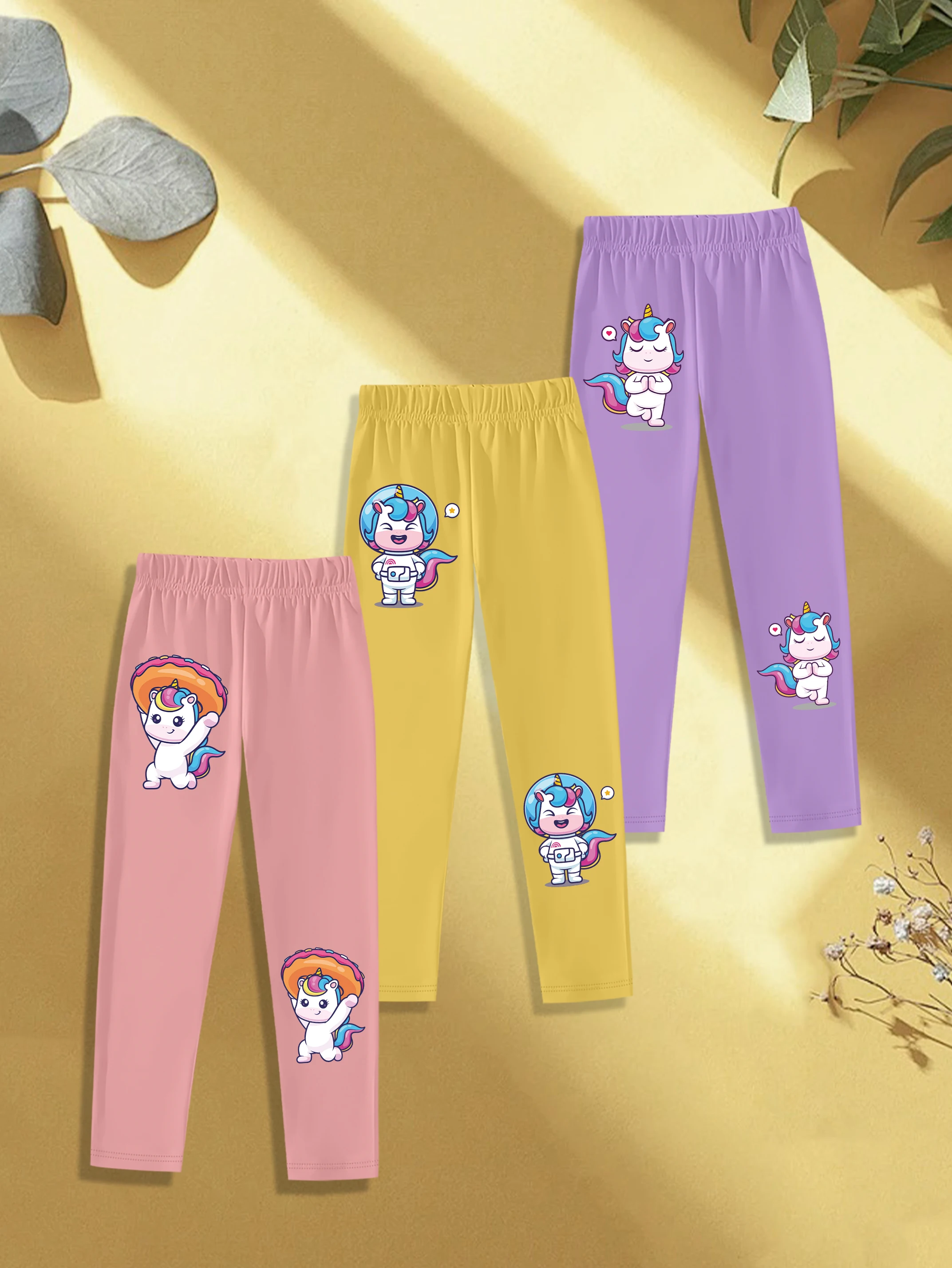 

3 предмета: осенние леггинсы для девочек с милым мультяшным принтом пончиков и единорогов, сладкие детские штаны.