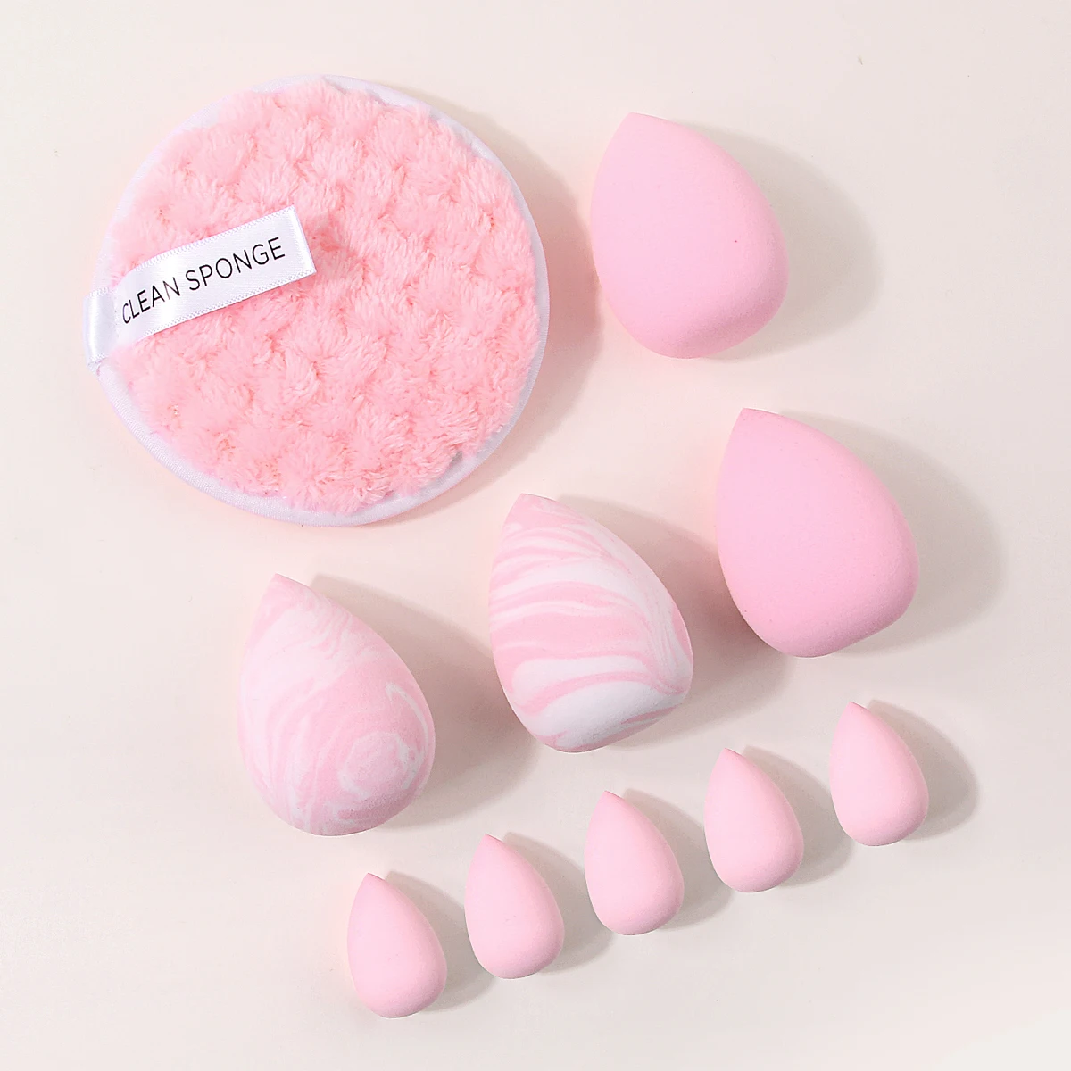 10Pcs Makeup Sponge Set Soft Cosmetic Blending Sponge With Reusable Microfiber Facial Cleansing Pad Multi‑Shape Beauty Makeup To