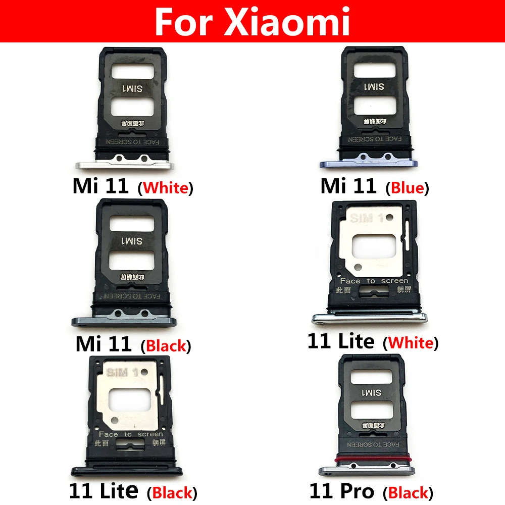 Card Tray Holder SIM For Xiaomi Mi 11 Lite Mi 11 Pro Card Micro SD SIM Card Slot Adapter Smartphone Replacement Parts