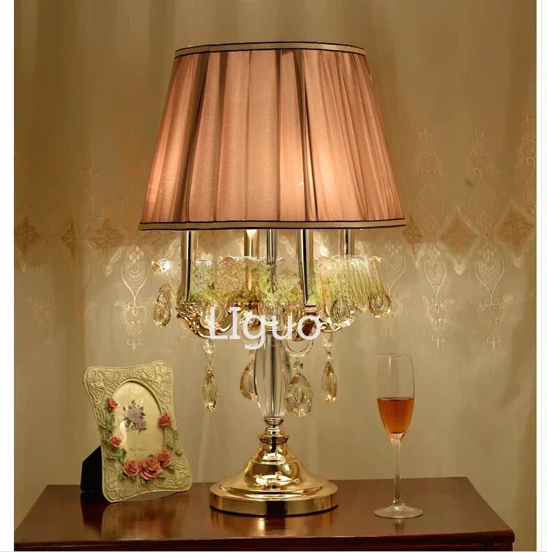 

Free Shipping K9 Crystal Table Lamp D40cm H67cm E14 Modern Crystal Lighting Bedroom Bedside Luxury Table Abajur