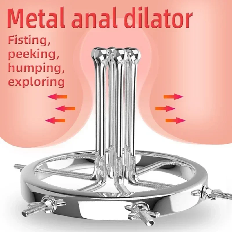 Dilated Anal Plug Metal Anal Expander Vaginal Dilator Spreader Huge Speculum Masturbation Plug Fisting Sex Toy Men Wome view 2