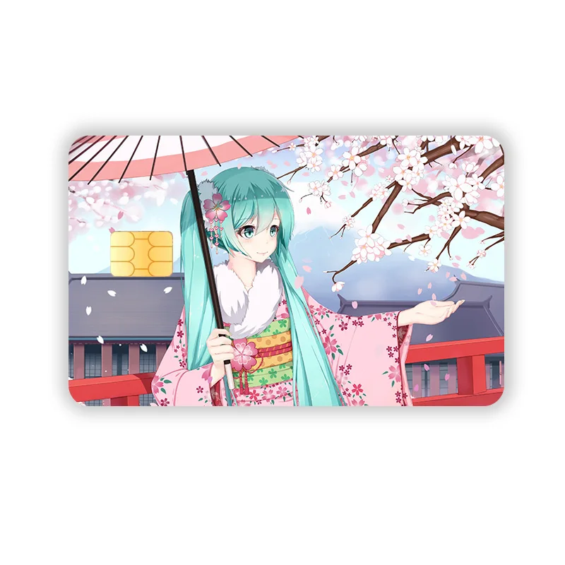 Kawaii Hatsune Miku Pvc Sticker Miku Waterproof Anime Film Tape Skin for Credit Card Debit Card Sticker Decal Gifts