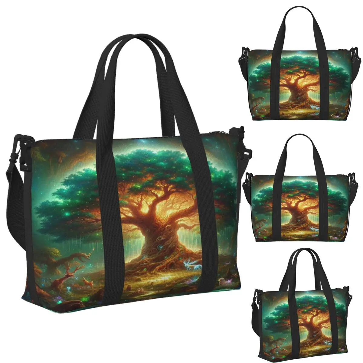 

Custom Enchanted Tree Of Life Beach Travel Bag Large Capacity Tote Bags for Gym Yoga Women Shopping Duffle Shoulder Bag