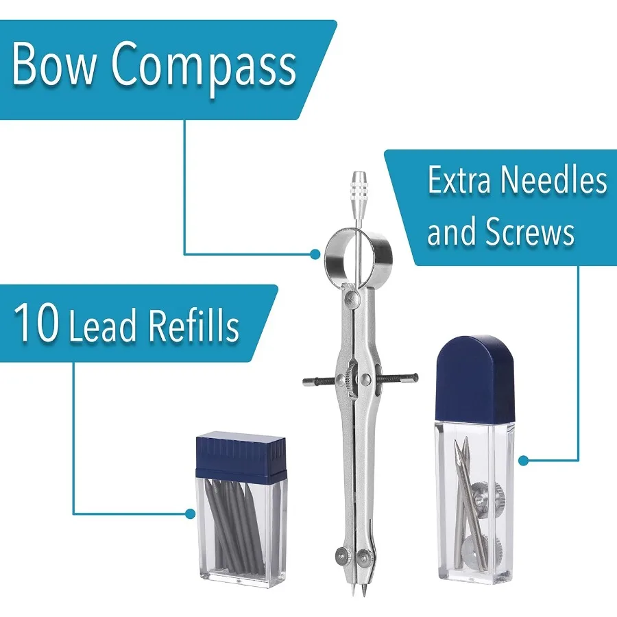 Bussola professionale con geometria in metallo con piombo extra - Strumento di disegno matematico per studenti