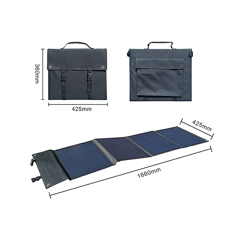 200W Foldable Solar Panel USB+DC Output Charger Portable Folding Solar Cell with Bracket Power Bank for Phone Hiking Camping