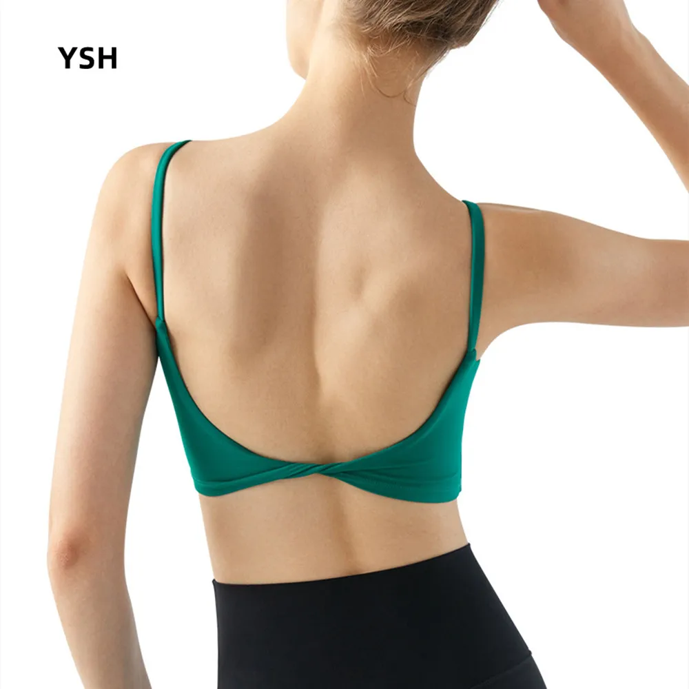 

YUSHUHUA Fixed Cup Sexy Yoga Bra Beautiful Back Women Fitness Bra Running Sportswear Vest-style Sports Bra Gym Training Underwea