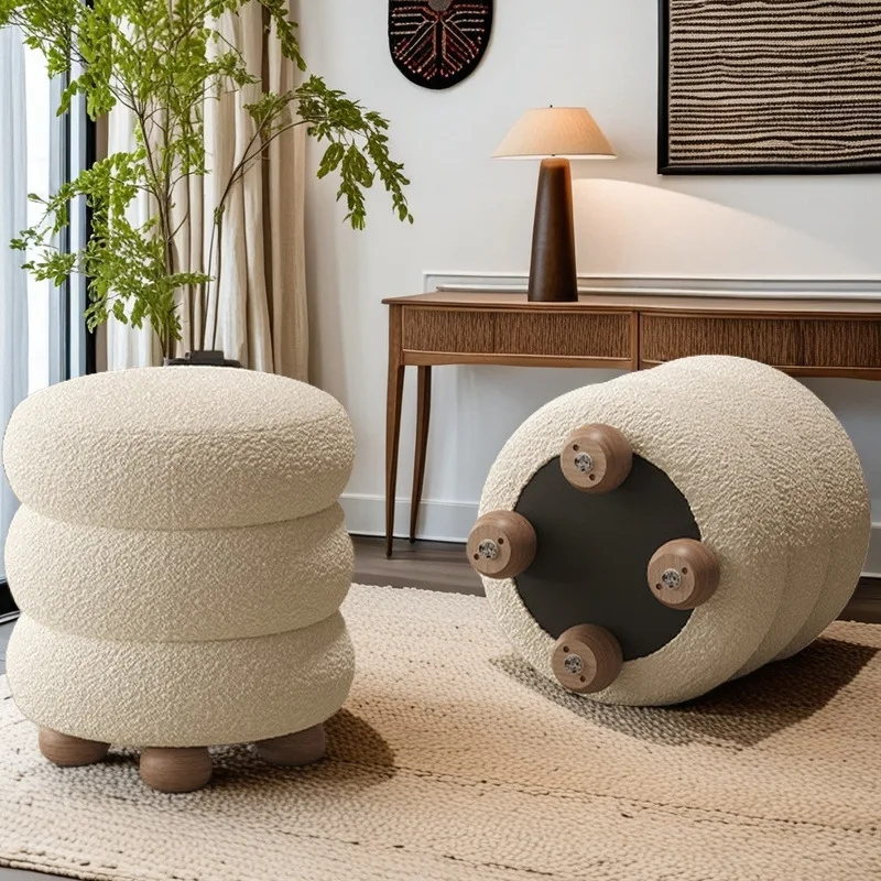 مقعد مسند للقدمين متعدد الوظائف من الخشب الصلب مقعد عثماني صغير مربع لغرفة المعيشة وغرفة النوم وطاولة الزينة لتغيير الأحذية