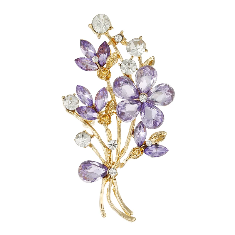 

New friends Purple AAA Rinestone Flower Brooches For Women Party Office Casual Fashion Brooch Pins Gifts Alloy Jewelry