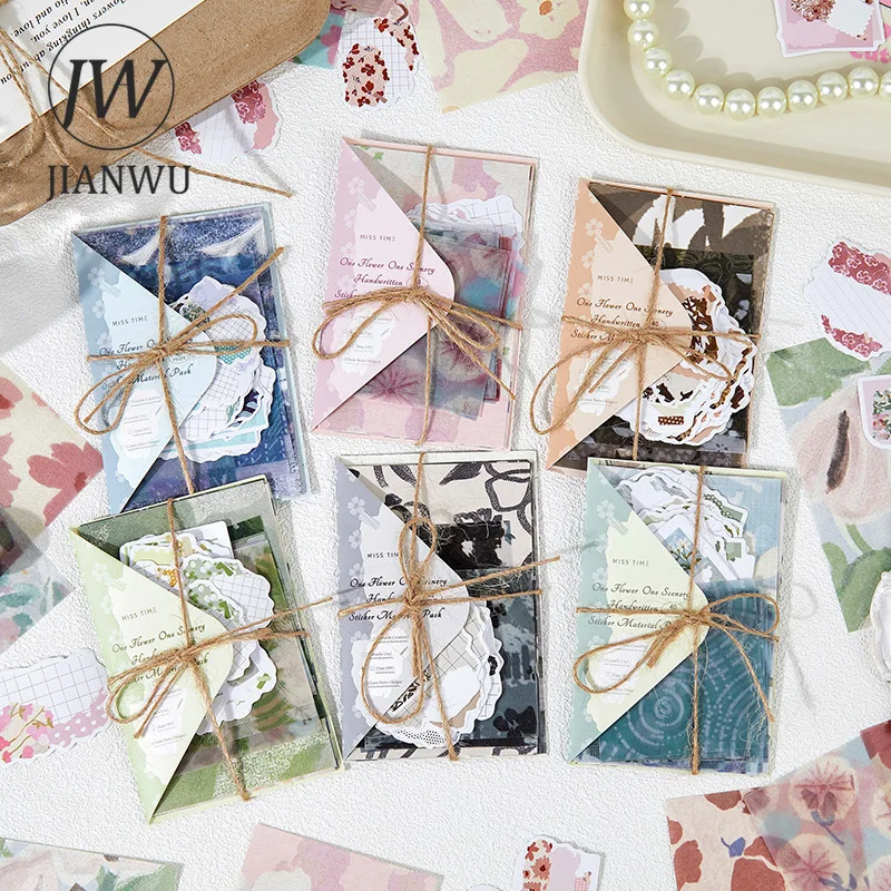 JIANWU Vintage Flower Pattern Landscape Collage Scrapbooking Material Package Creative DIY Junk Journal Stationery
