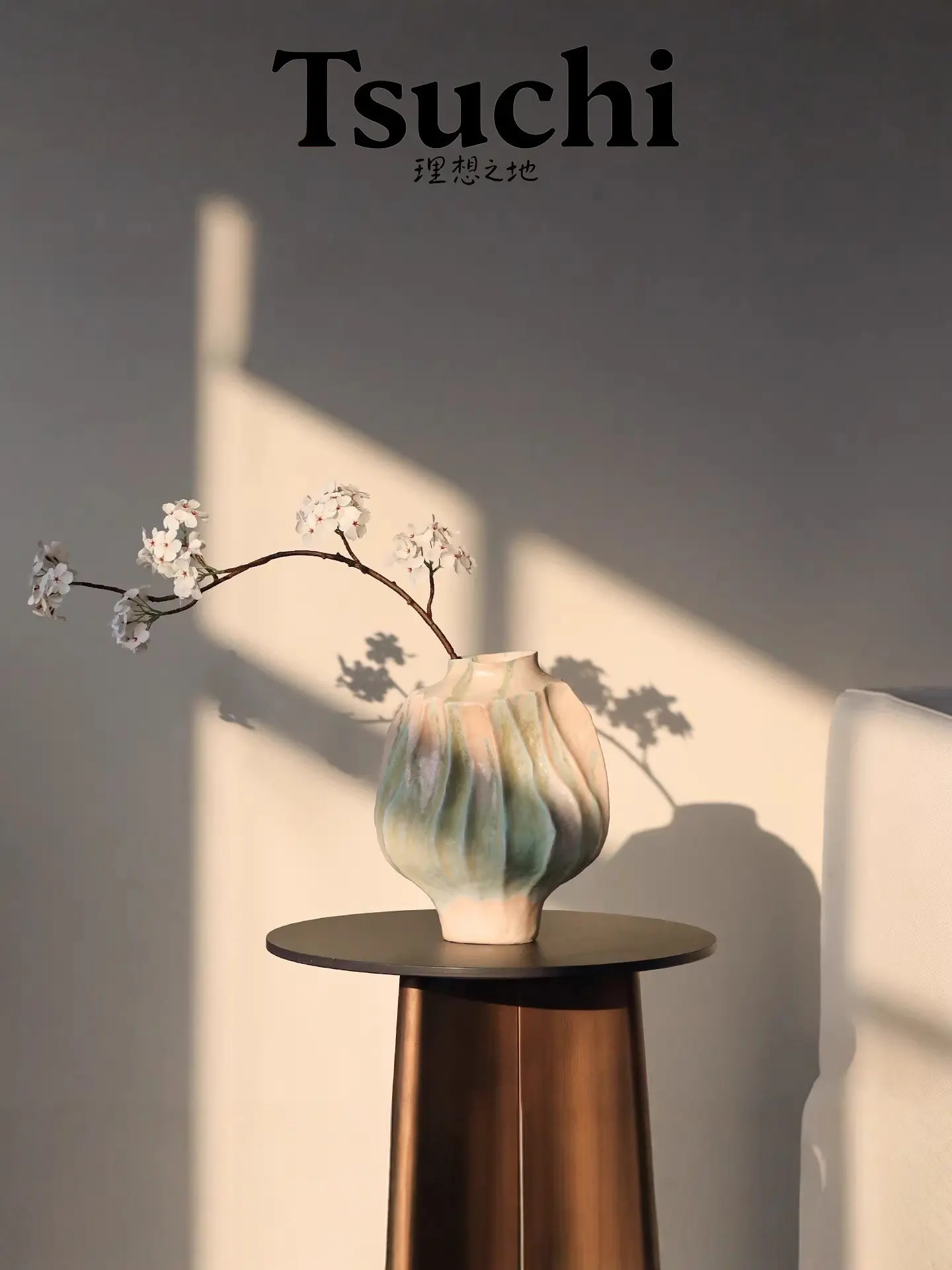 Retro wabi silent wind ceramic vase entrance design sense niche flower arrangement pottery pot living room