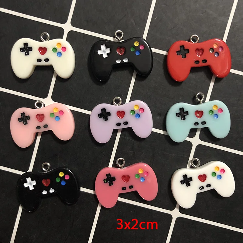 10pcs/Lot Enamel Game Controller Resin Charms Funny Cartoon Video Game Pendant For Earring Keychain Diy Jewelry Make