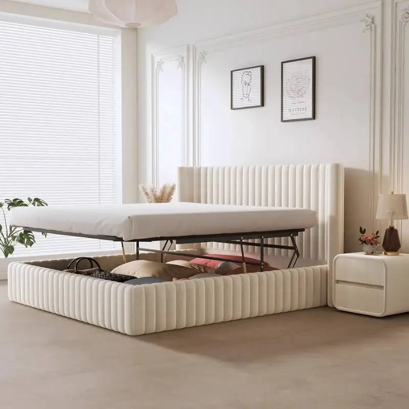 

Barrier Mattresses Double Bed Decoration Dormitory Luxury Queen Double Bed Loft Wooden Letto Matrimoniale Furniture