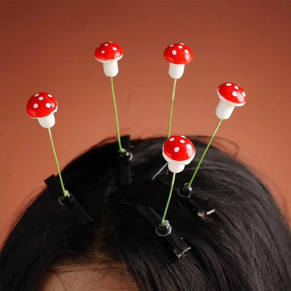 5pcs Grass Hair Clip Plant Bean Sprout Clip Cute Mushrooms Hairpin For Women Headwear Hair Korean Hair Accessories 2024 New