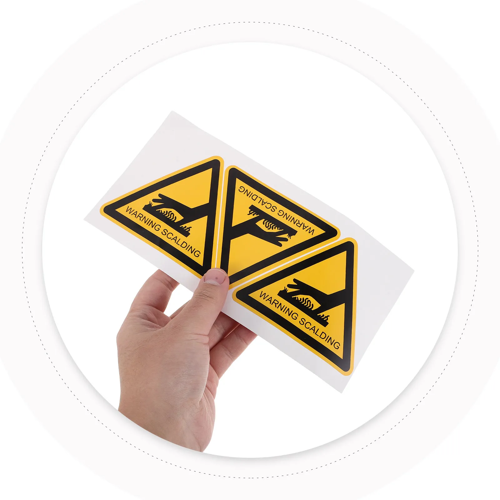 6Pcs Caution Hot Surface Sticker Self Adhesive High Temperature Warning Label Orange Triangle Equipment Safety Decal Industrial