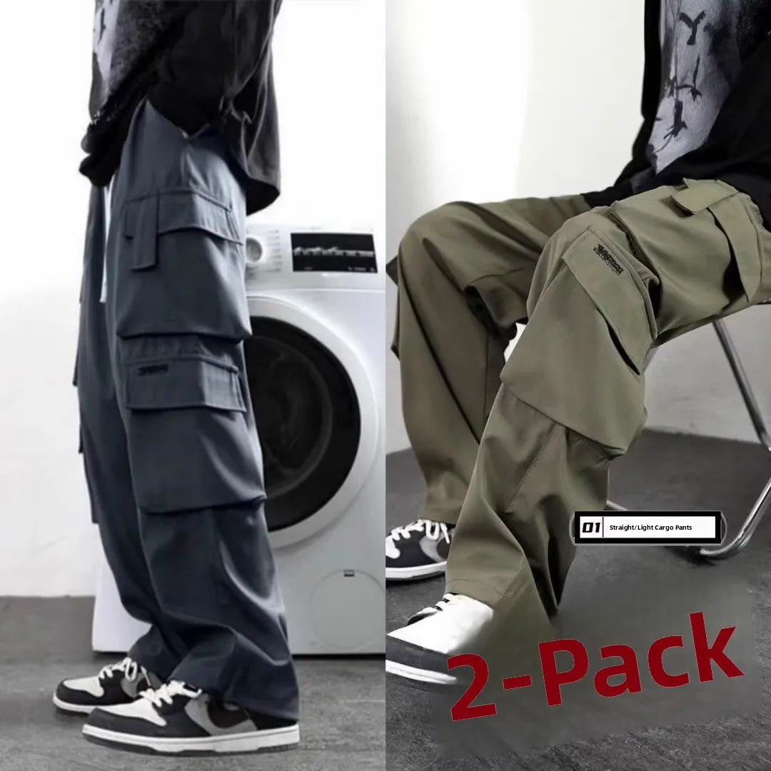 

Spring Summer Men's Casual Outdoor Workwear Pants Loose Straight Leg Multi ket Versatile Sports Trousers Long Pants